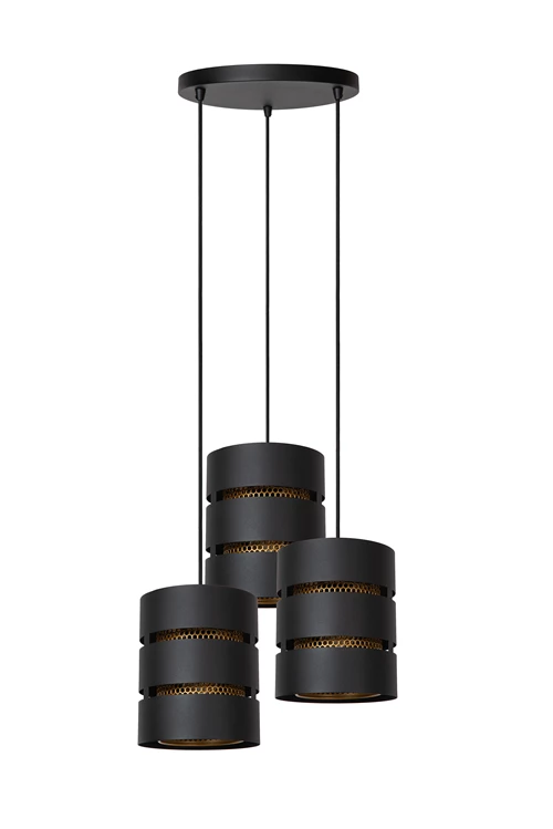 Lucide ROSAS - Pendant light - Ø 43 cm - 3xE27 - Black - turned off